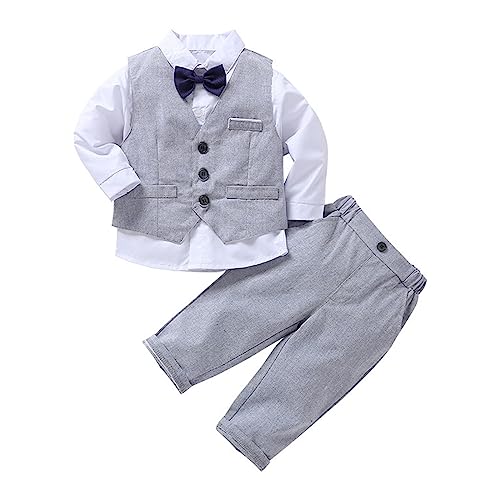 Image of Volunboy Toddler Suit Boys Formal Wedding Guest Dress Outfit | graduation dress clothes, gentleman ring bearer bowtie outfit, back-to-school pants set, birthday photoshoot dressy outfit