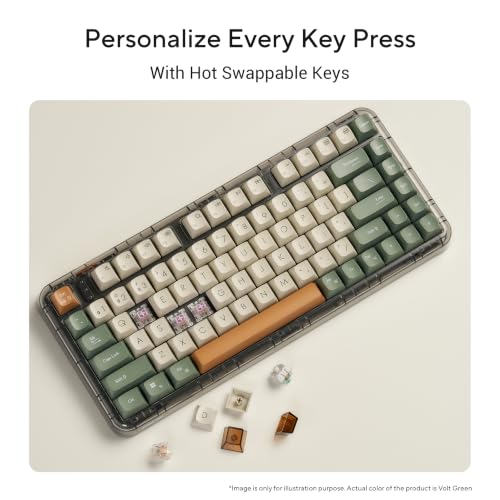 Image of ASUS Jelly75 Keyboard KD201, Wireless Mechanical Keyboard, Hot-Swappable Switches, Gasket Mount, Backlit, 5-Device Support, USB Type-C Rechargeable Battery,Compatible with Windows /MacOS, Volt Green