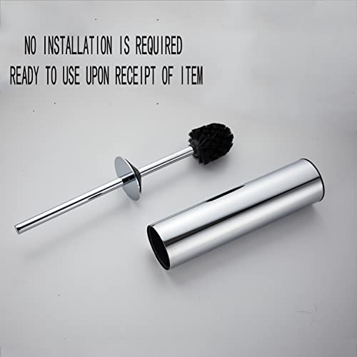 Image of Freestanding Luxury Toilet Brush 304 Stainless Steel Toilet Brush and Holder 19-Inches Tall Round Rust Resistant Anti-Odor and Easy to Clean with Polished Chrome Finished