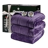 Picture of Beautyrest Heated Blanket, Electric Blanket, Soft, Warm, Reversible Plush - Sherpa Heating Blanket with 20 Heat Settings, 1-10 hrs Timer Auto Shut Off, Machine Washable, King (90 inx100 in), Purple