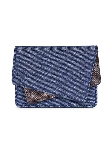Image of ZOUK Tovi Mini Bag Wallet | Stylish Vegan Denim Crossbody Wallet for Women with Card Slots & Water-Resistant Lining | Handcrafted Small Sling Bag with Silver Chain Strap | Bristel