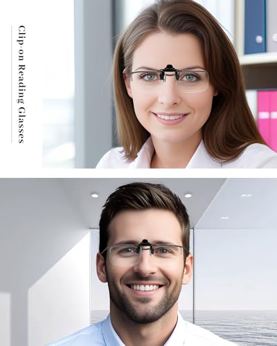 LUFF Clip On Reading Glasses and Flip Up -Blue Light Blocking Magnifying Glasses,Magnifiers Lenses Readers for Men and Women(3.5X) - Image 3