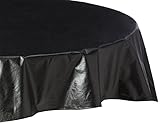 Carnation Home Fashions Vinyl Tablecloth with Polyester Flannel Backing, 70-Inch Round, Black