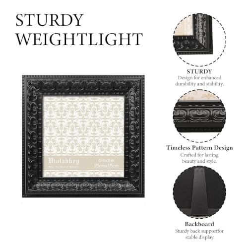 Image of VIOLABBEY 6x6 Picture Frame Antique Black, Vintage Photo Frame | Small Antique Ornate Frame, Square Frame for Wall or Tabletop Display, Classic Design for Home and Office Decor