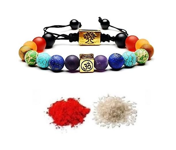 El Regalo 7 Chakra OM Bracelet Rakhi for Brother | Tree of Life & OM Charm Stone Unisex Spiritual Rakhi for Brother with Roli Chawal Shagun, Rakhi Message Card in Rakhi Gift Box (Metallic Golden) (B0CBM7ZG1N) Amazon Price History, Amazon Price Tracker
