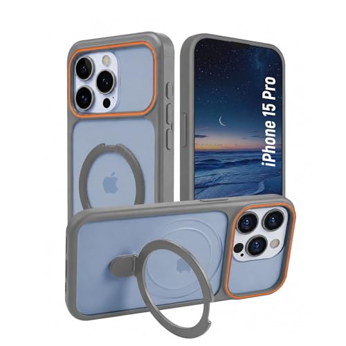 Image of AIBEX Protective OStand Case Compatible for Apple iPhone 15 Pro MagSafe Compatible | Slim Shockproof Back Cover with Camera Lens Protection, Strong Magnetic Support & Anti-Slip Grip | Military Grade