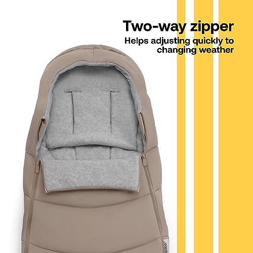 Image of Bugaboo Footmuff - All-Season Stroller Accessory Weatherproof Climate Control Removable and Reflective (Dune Taupe)