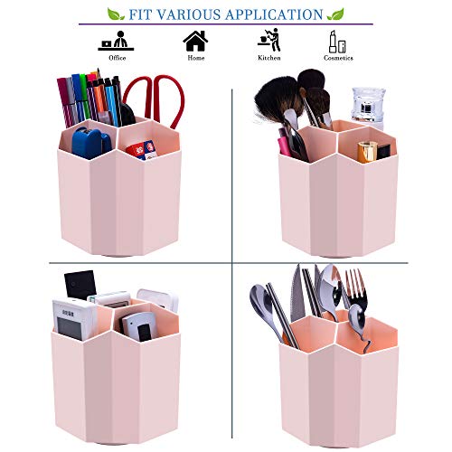 Desk-Pencil-Pen-Holder-Rotating-Pen-Organizers-360-Degree-5-Grid-Pen-Holder-for-Desktop-Storage-Stationery-Supplies-Organizer-Home-Office-School-Kids-Peach-Pink