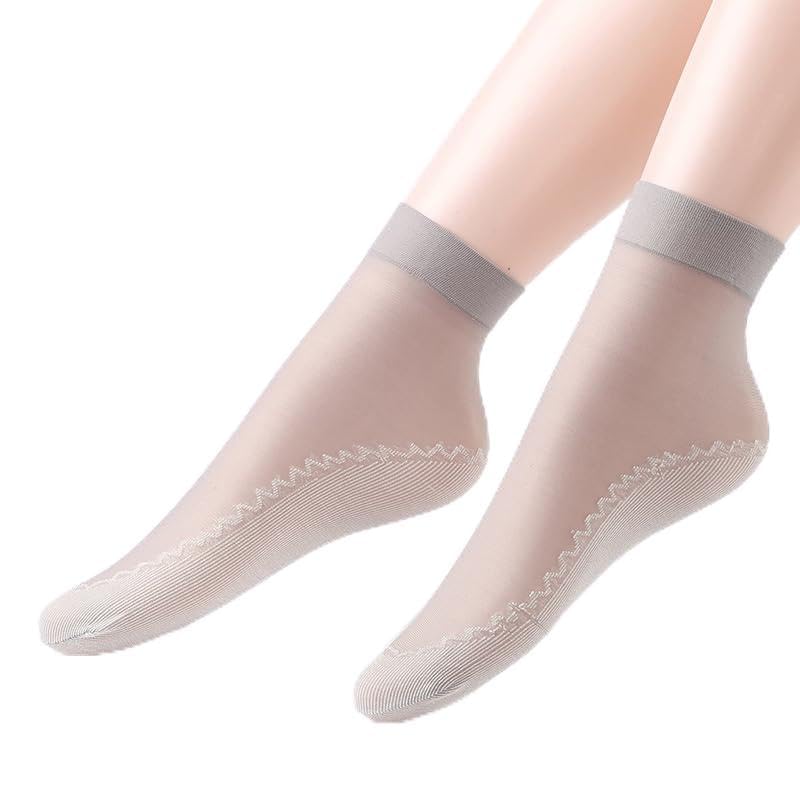 20 Pairs Women's Nylon Ankle Short Sheer Socks（Grey）