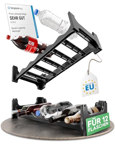 Novaliv Flaschenregal Schwarz für 6 Flaschen, erweiterbar, stapelbar, Getränkeschrank für Flaschen, Pet Flaschen Aufbewahrung, Weinregal flach, Weinlagerung, Getränkeaufbewahrung, Bottle Organizer Novaliv Flaschenregal Schwarz für 6 Flaschen, erweiterbar, stapelbar, Getränkeschrank für Flaschen, Pet Flaschen Aufbewahrung, Weinregal flach, Weinlagerung, Getränkeaufbewahrung, Bottle Organizer