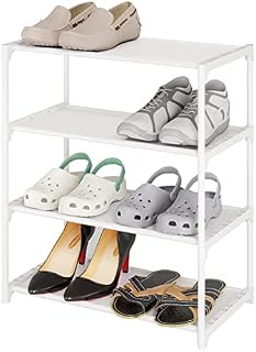 Acegozt Stackable 4-Tiers Small Shoe Rack, Lightweight Shoe Shelf Storage Organizer for Entryway, Hallway and Closet(SK-4W)