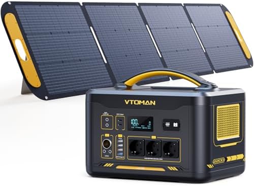 VTOMAN Jump 2200 Tragbare Powerstation mit 200W Solarpanel - 2200W/1548Wh | LiFePO4 Batterie Solar Stromgenerator, Erweiterbare Kapazität auf 3096Wh für Camping, Reisen, Wohnmobil,