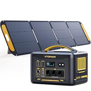 VTOMAN Jump 2200 Tragbare Powerstation mit 200W Solarpanel - 2200W/1548Wh LiFePO4 Batterie Solar Stromgenerator, Erweiterbare Kapazität auf 3096Wh für Camping, Reisen, Wohnmobil, Stromausfälle