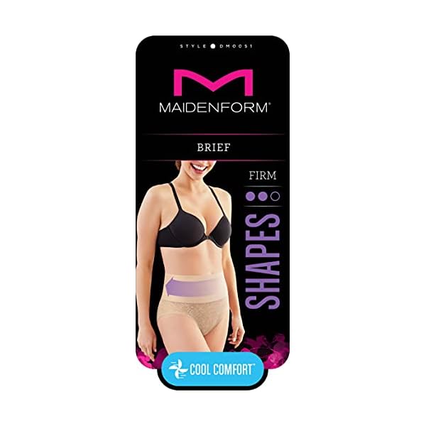 Maidenform-Womens-Tame-Your-Tummy-Shaping-Lace-Brief-with-Cool-Comfort-DM0051 Maidenform womens Tame Your Tummy Shaping Lace With Cool Comfort Dm0051 Shapewear Briefs, Black, X-Large US
