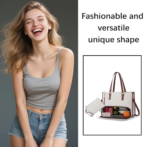 Tote and Luxe Co Bag, 3-in-1 Quilted Tote Bag for Women with Laptop Sleeve, Lunch Compartment, Organizer4