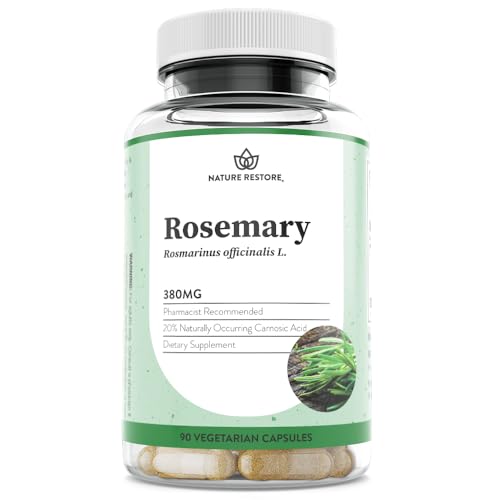 Nature Restore Rosemary Extract Supplement Standardized to 20 Percent Carnosic Acid 90 Capsules Manufactured in USA Non GMO Gluten Free