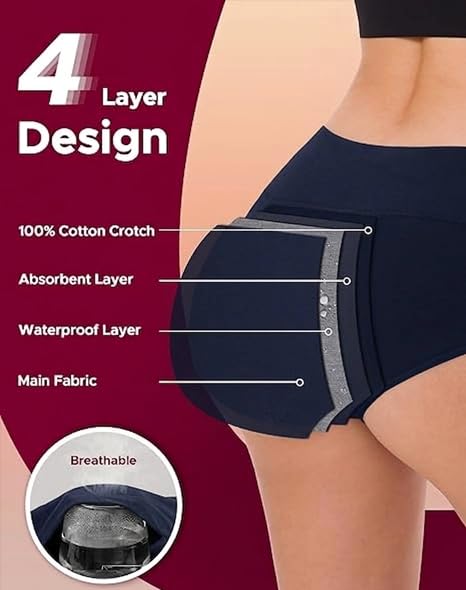 Image of Period Panty For Women | Heavy Flow Period Panty For Girl | LeakProof Period Panties High Absorbency Menstrual Underwear, Soft & Comfortable 2 Years Reusable Quick-Dry & Washable ( Pack Of 1 )