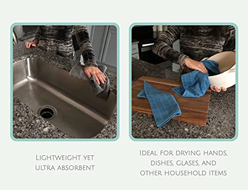 The Firefly Collection Bamboo Kitchen Towel Set, 4Pk - Lightweight, Ultra Absorbent Kitchen Towels Perfect For Your Wiping, Cleaning & Drying Needs With Soft, Sustainable Bamboo Fibers - Granite Grey #TOP3