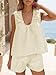Cicy Bell Womens Summer 2 Piece Short Sets Scoop Neck Babydoll Tank Tops High Waisted Shorts Vacation Matching Sets Beige