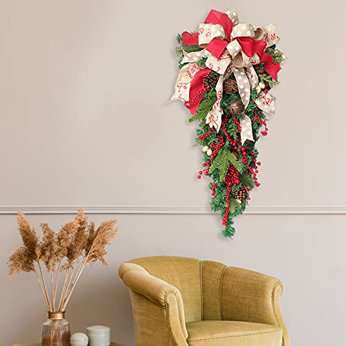 Nœuds artificiels faits à la main sur couronne de Noël FLXHSA - 4