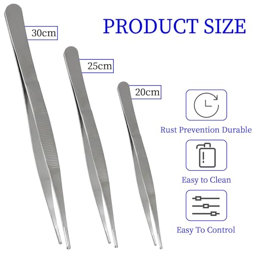 image for Bonsicoky 3Pcs Stainless Steel Tweezer Set (8