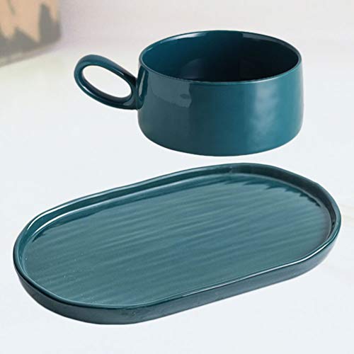 Hemoton 1 Conjunto Prato de Café da Manhã Talheres Capacidade Simples Estilo Nórdico Delicado Xícara