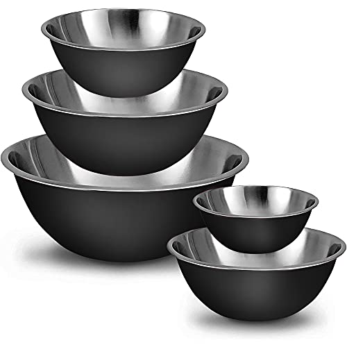 WHYSKO Meal Prep Stainless Steel Mixing Bowls Set, Home, Refrigerator, and Kitchen Food Storage Organizers | Ecofriendly, Reusable, Heavy Duty (Black) by WHYSKO - Used condition - US$17.77