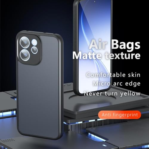 Image of Matte PC+TPU Phone Case for Oppo Reno 15 Pro Mini 5G Air Bags & Camera Protection, Anti-Fingerprint, Never Turns Yellow, Micro Arc Edge, Skin-Friendly Feel, Raised Camera Guard, Black