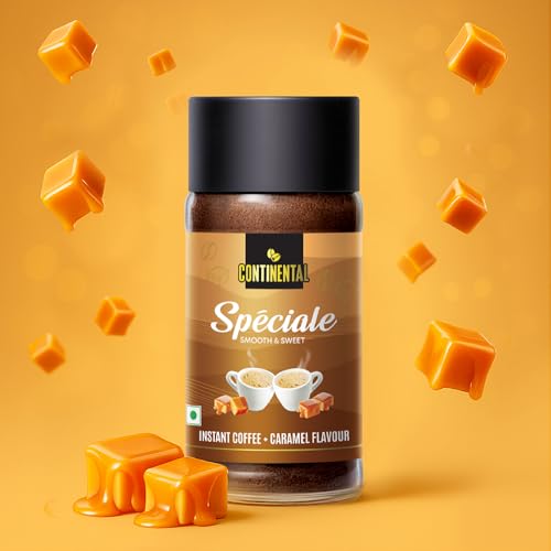 Image of CONTINENTAL COFFEE Gift Box Hamper Set | Continental Speciale Vanilla & Caramel Flavoured Coffee Powder 50gm Jar | Premium Tumbler 350ml | Stainless Steel Electric Handheld Frother | Festival Gift | Diwali Gift Box