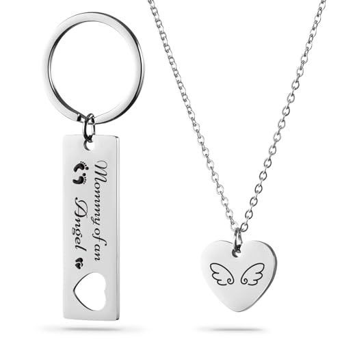 Mommy of an Angel Keychain Necklace Set for Mom & Daughter Mother's Day