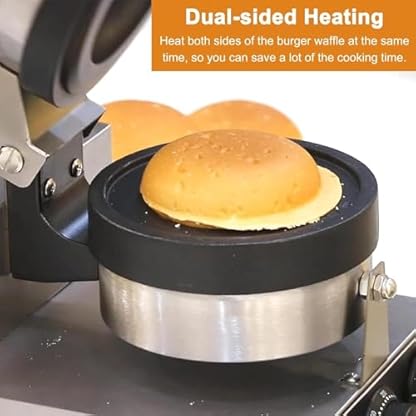 1300W Kommerzieller Elektrischer Burger-Waffelmaker,Haushalts-Eiswaffeleisen,Antihaftbeschichtetes Burger-Waffeleisen - Temperaturbereich 50-300℃/Zeiteinstellung,Silver – Bild 5