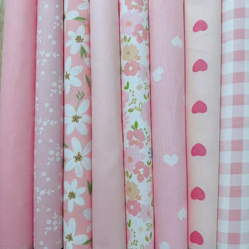 Image of 9.8 inch x 9.8 inch(25 * 25CM) Cotton Fabric DIY Making Supplies Quilting Patchwork Fabric Fat Quarter Bundles DIY for Quilting Cotton Patchwork Cushions (8pcs Love Flowers, 9.8 inch x 9.8 inch)