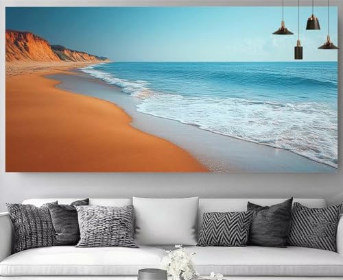 Kit complet broderie diamant pas à pas motif plage et mer pour loisir créatif