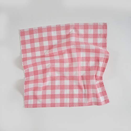 Image of FINGERCRAFT Table Napkins, Everyday Use, Cotton Buffalo Plaid Napkins Perfect for Parties Dinners Weddings Cocktail Cloth Washable & Reusable 20x20, (Pink /White)