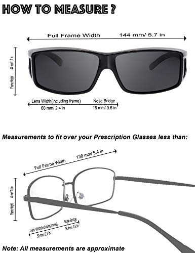 Image of The Fresh High Definition Polarized Wrap Around Shield Sunglasses for Glasses - Leather Eyeglasses Case