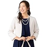 [アッドルージュ] ジャケット ボレロ ショート パーティー 結婚式 フォーマル セレモニー 七分袖 カラーレス ノーカラー【x1765502-a】 13号 ベージュ