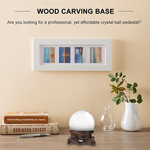 Image of DOITOOL Wooden Stand for Crystal Sphere Quartz Ball Holder Wood Display Stand Base Decorative Orb Egg Base for Crystal Ball Sphere Globe Stone
