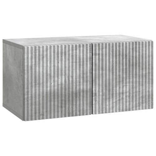 Gecheer Meuble TV Mural en Bois d'ingénierie - Design Moderne, Grand Espace de Rangement, Gris béton - 59,5 x 31 x 30 cm