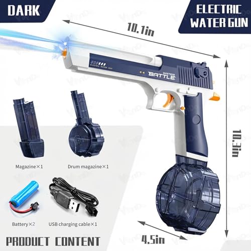 Image of VikriDA Electric Water Blaster with Free Extra Rechargeable Battery 26-32 FT Long Range Powerful Shooter 434CC + 58CC Large Capacity Water Gun for Kids & Adults Perfect for Beach & Pool Parties