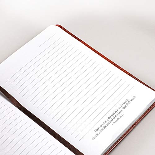 Christian Art Gifts Classic Handy-Sized Journal Names Of Jesus Inspirational Scripture Notebook W/Ribbon, Faux Leather Flexcover 240 Ruled Pages, 5.7" X 7", Two-Tone Brown #TOP4