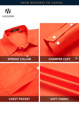 Image of HISDERN Mens Dress Shirts Long Sleeve Button Down Casual Shirts for Men Inner Contrast Formal Business Tuxedo Wedding Shirt