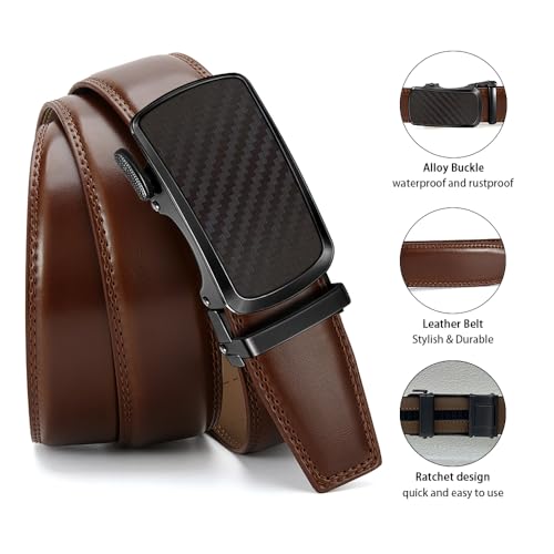 Men's Ratchet Belt Click Leather Belt Adjustable for Men Gift 1 3/8-Cut for Perfect Fit4