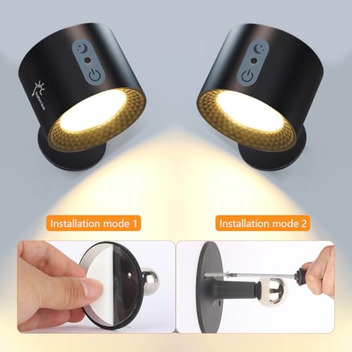 Image of ELEPHANTBOAT Wall Lights for Home Decoration 360 Rotatable Magnetic Wall Light RGB Night Lamp for Bedroom Wall Rechargeable Lights for Room, Built-in 2000 mAh & Remote Brightness Adjustment