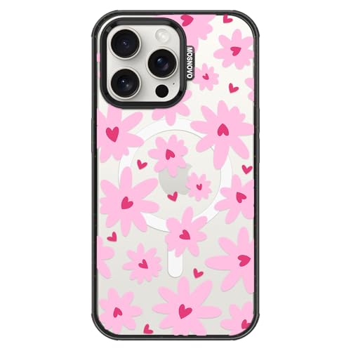MOSNOVO for iPhone 15 Pro Max Case for MagSafe, Love in Bloom, Black
