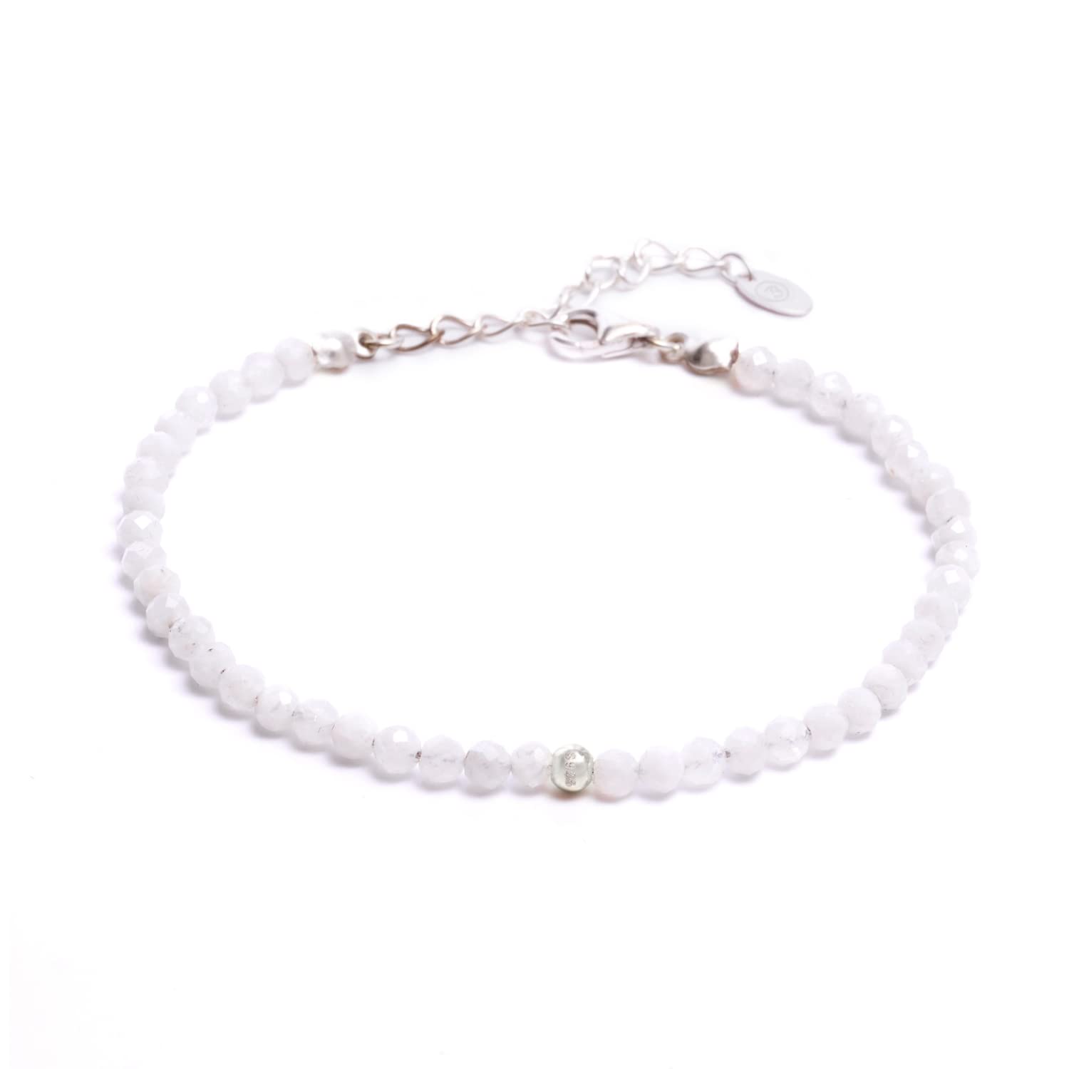 Bracelet perles pierre naturelle argent 925 sterling véritable - 6