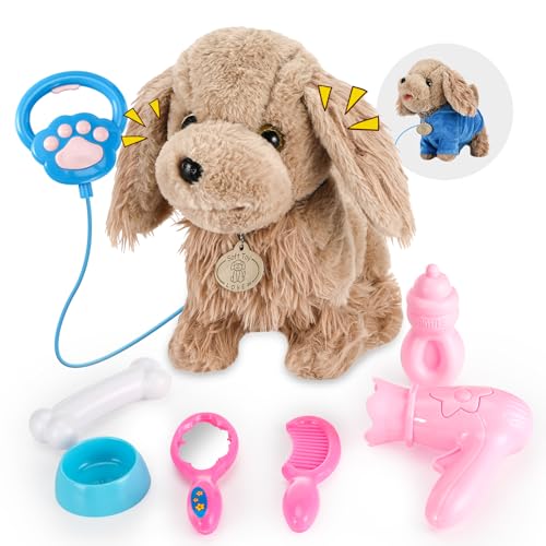 GuKKK Peluche Gatto Gioco Interattivo, Elettronico Pet Giocattolo Per Robot Gatti Per Bambini Che Abbaia, Per Bambini Che Abbaia e Cammina, Regali di festival per Bambinis 2 3 4 Anni (Marrone)