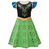 AOVCLKID Girls Anna Princess Costume Birthday Party Dress Halloween Cosplay Outfits(7-8 Years,Green)