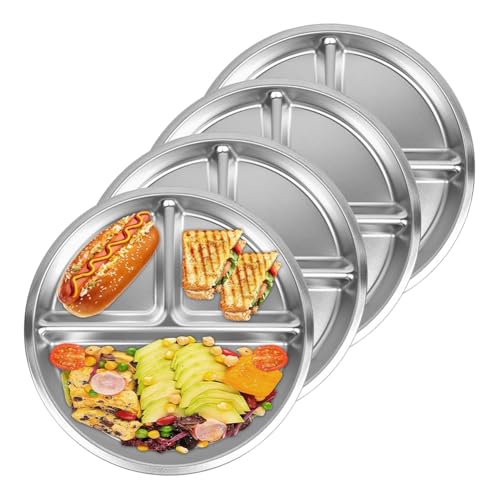 Assiettes divisées en acier inoxydable à 3 compartiments pour menu diabétique - 2