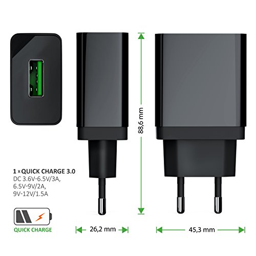 CSL - 18W Caricabatterie da Muro USB Quick Charge