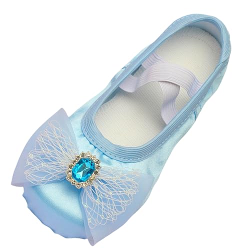 Ballet Shoes for Girls Rhinestone Lace Bowknot Dance Slippers Toddler Kids Canvas Dancing Shoes with Elastic Straps
